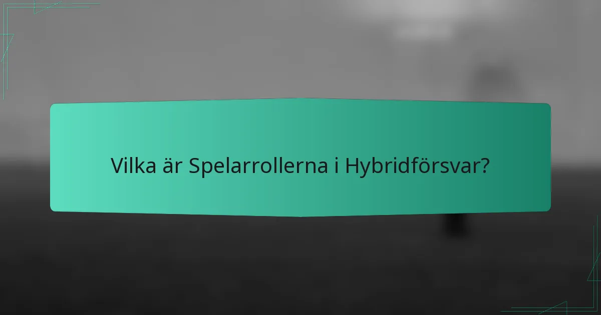 Vilka är Spelarrollerna i Hybridförsvar?
