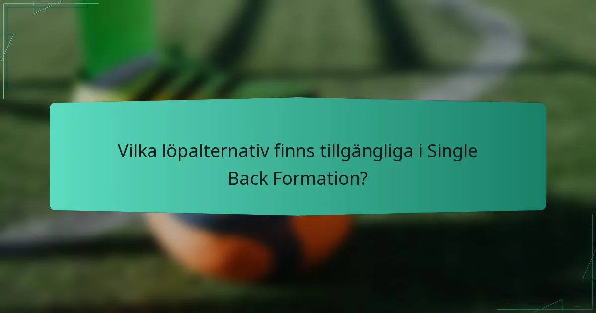 Vilka löpalternativ finns tillgängliga i Single Back Formation?